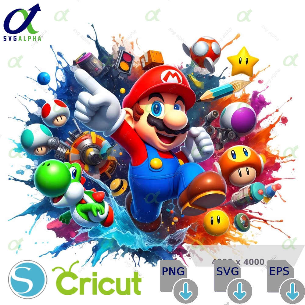 1 Png Super Mario Splash Friends Clipart Images Digital Design Png File For Sublimation High Resolution Instant Digital Png Download