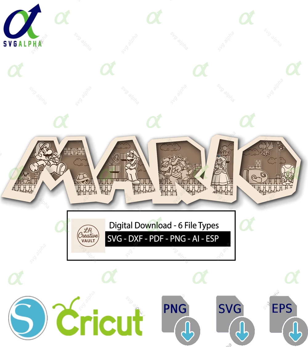 3d Layered Laser Cutter Cricut Silhouette File Svg Dxf Png Video Game Characters Digital Download Multi Layered Svg Bestseller