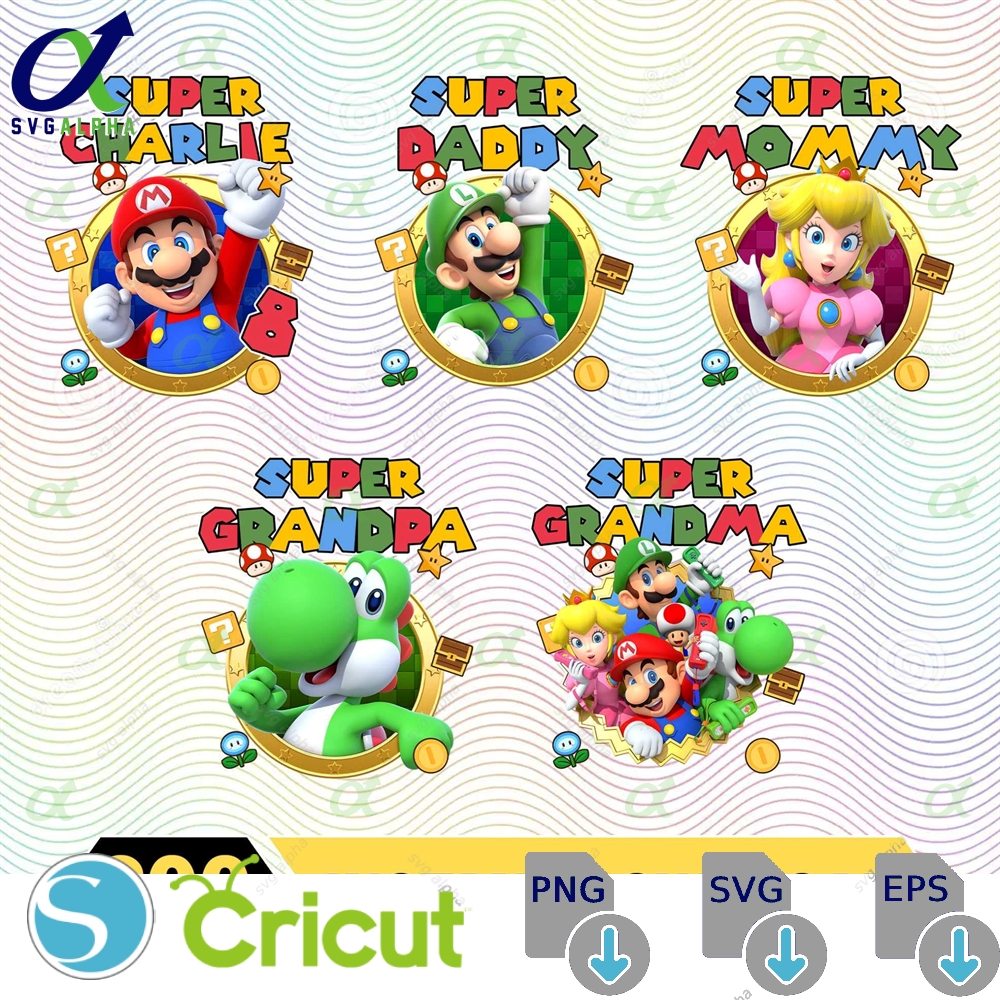 Custom Super Mario Birthday Png Bundle Super Mario Family Matching Png Mario Bros Birthday Birthday Gifts Super Daddy Super Mommy