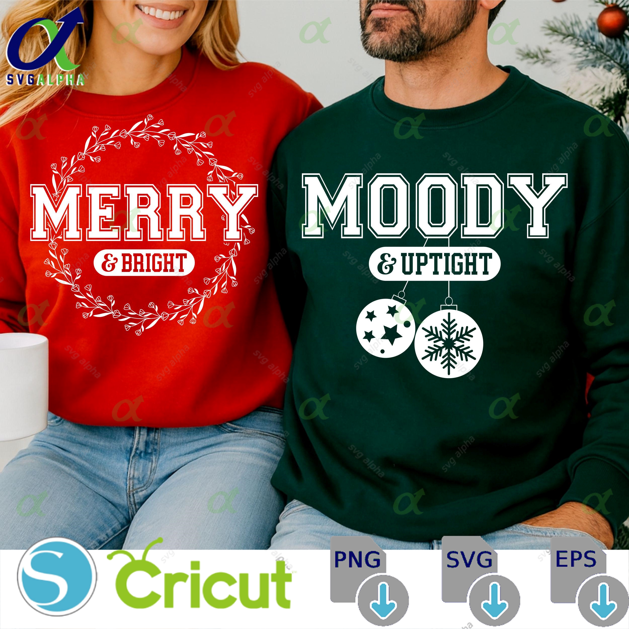 Funny Christmas Couple Svg Png Moody Bright Shirt Designs Funny Christmas Christmas Couple Svg Merry And Moody Svg Cut Files Circuit