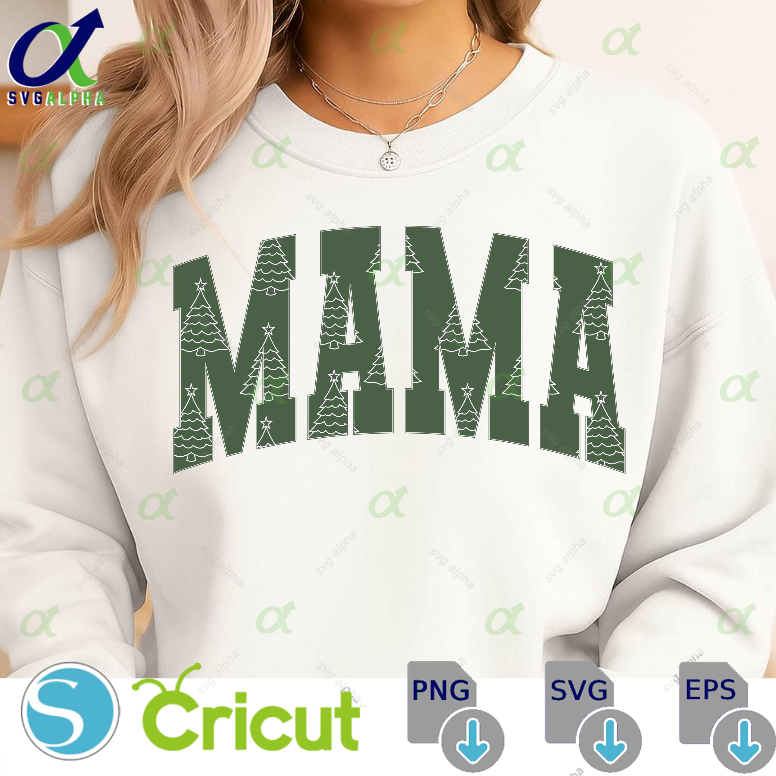 Mama Christmas Tree Svg Cute Holiday Distressed Svg Trendy Christmas Retro Holiday Merry Tree Svg Cut Files Cricut Digital Download