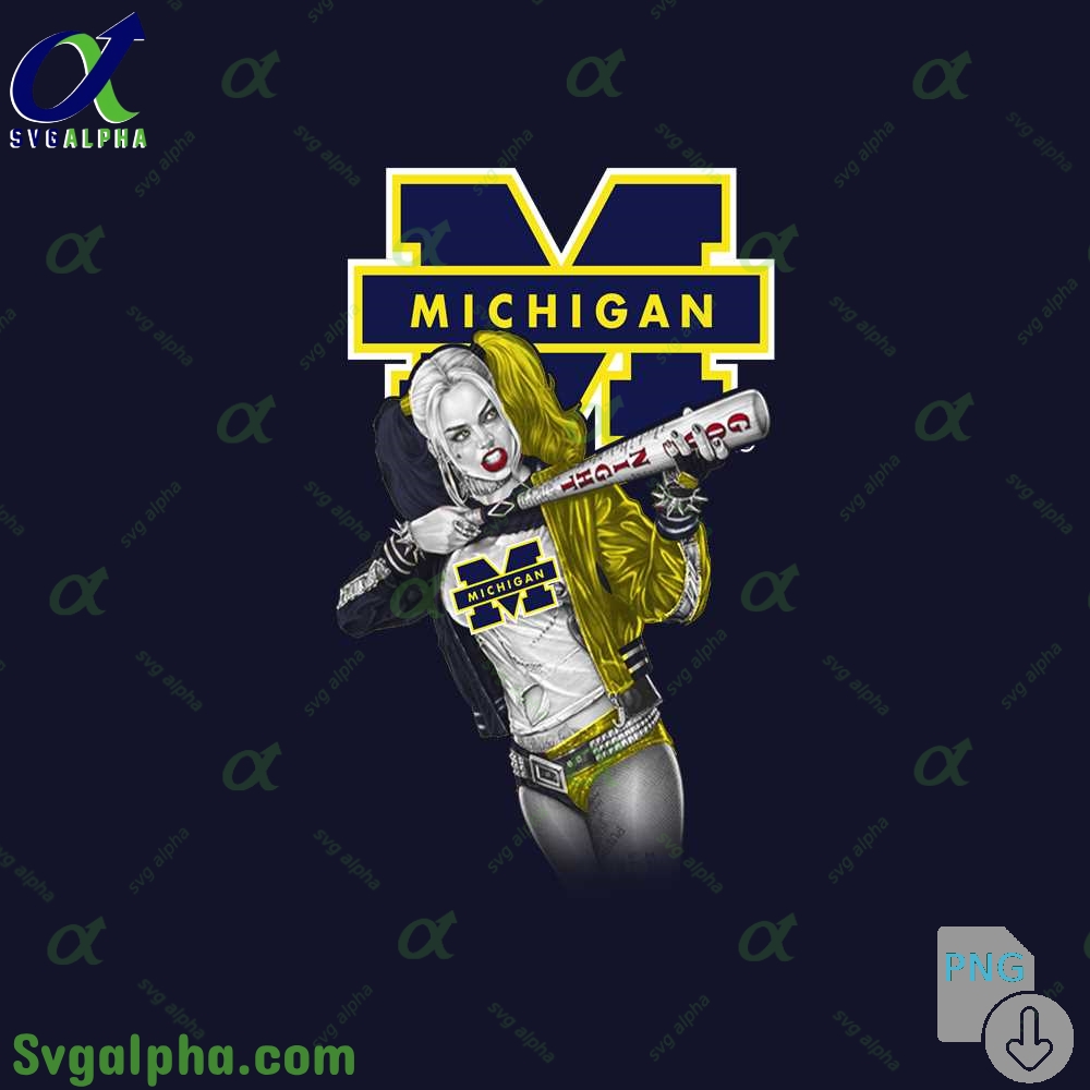 Michigan Harley Quinn Bad Girl Fan Art Design Png File Download