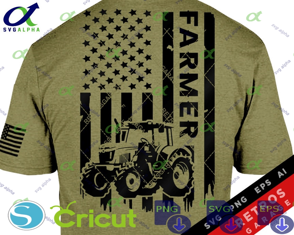 American Farmer Svg Patriotic Tractor Design Digital Download
