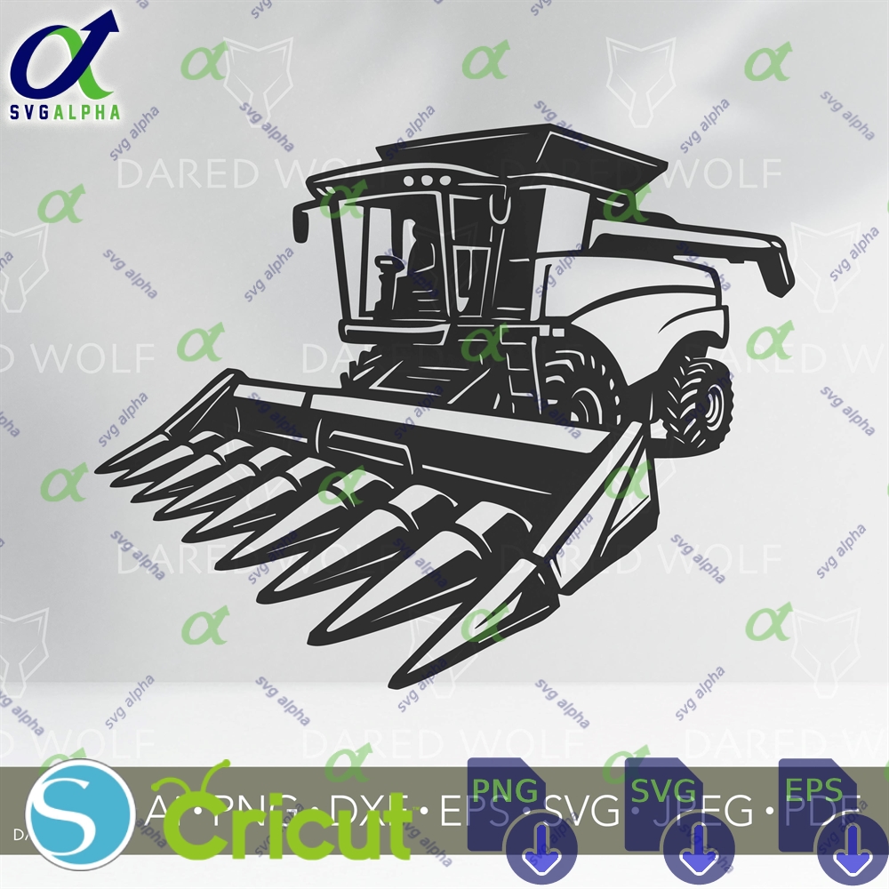 Combine Harvester Svg Farming Tractor Vector Art Digital File