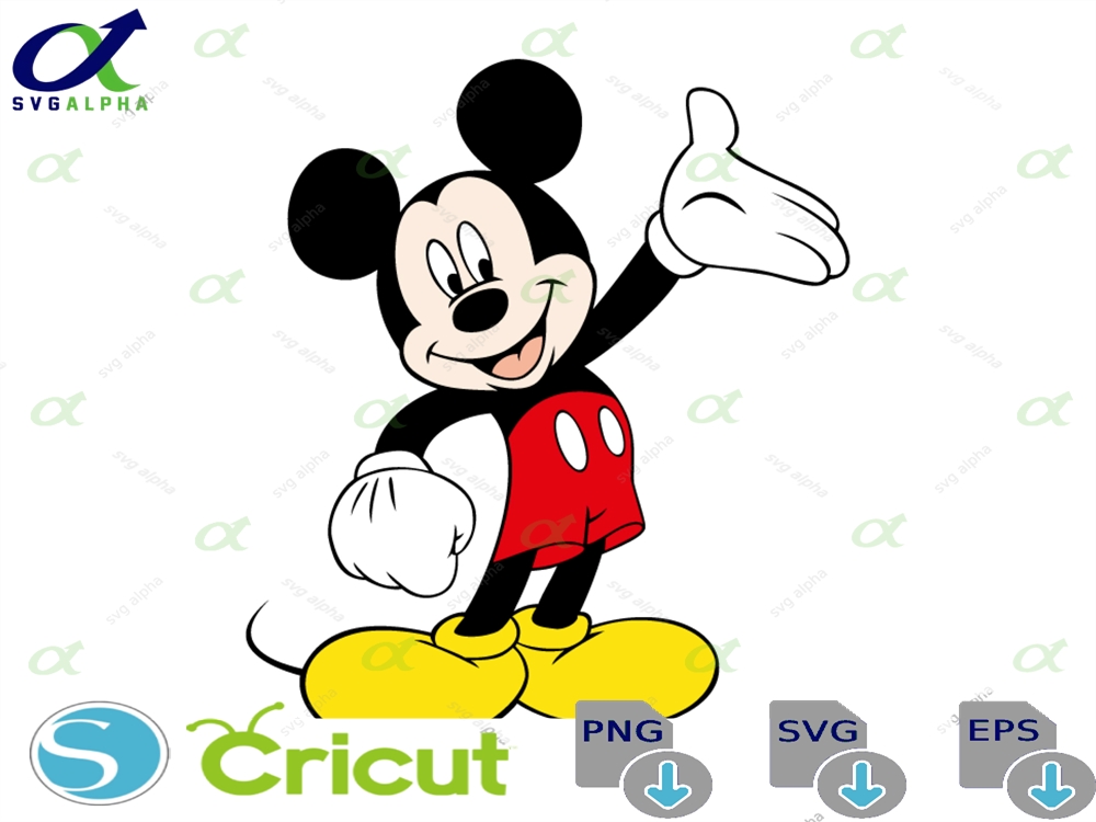 Mickey Mouse Svg Classic Cartoon Pose Standing Disney Character Cut File Digital Download Cricut Silhouette