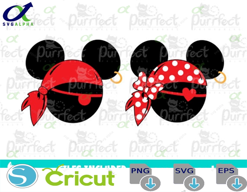 Mouse Cute Pirate Red Svg Digital Cut Files In Dxf Png And Jpg Printable Clipart