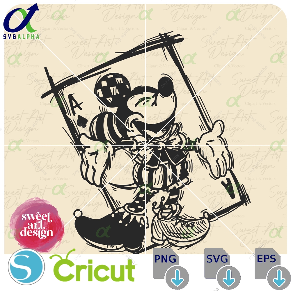 Ace Of Spades Mickeyy Mouse Sketch Svg Family Trip Customize Gift Vinyl Cut File Pdf Png Design