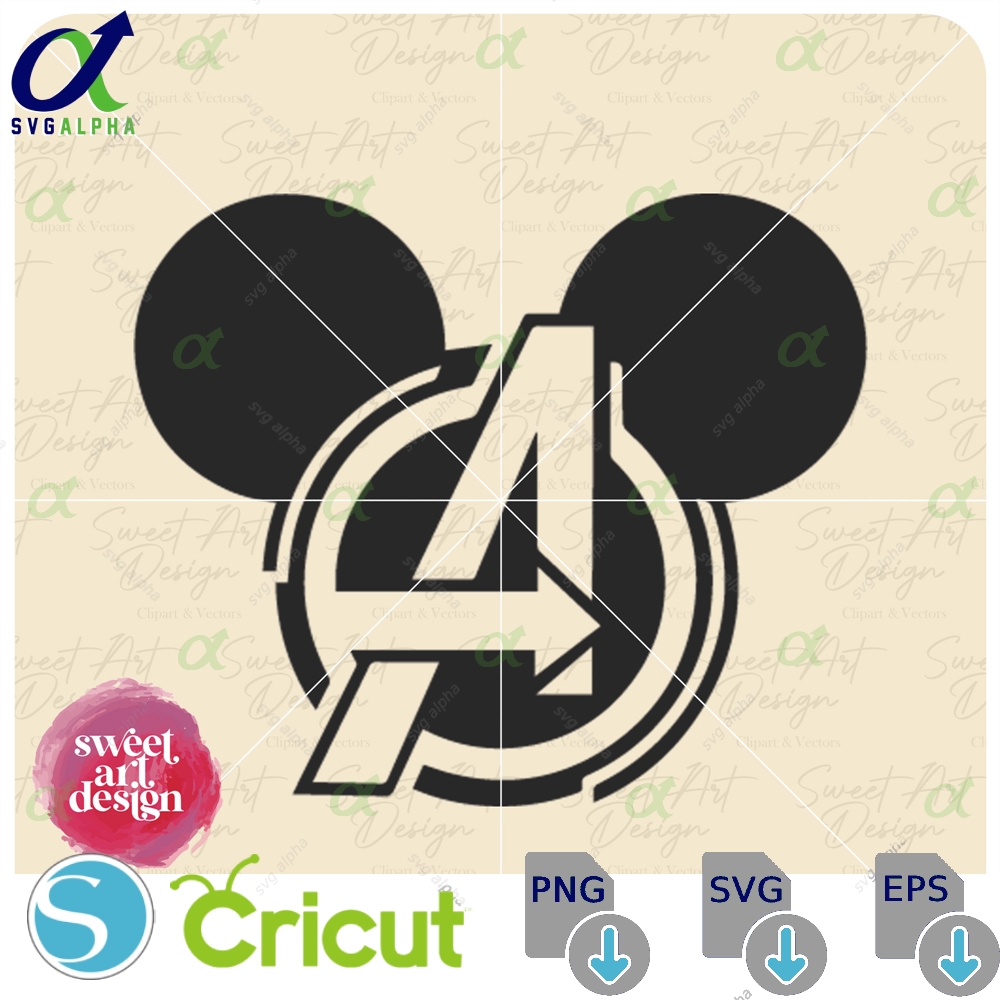 Avengers Logo With Mickeyy Ears Svg Marvel Universe Thor Ironman Captain America Customize Gift Vinyl Cut File Design