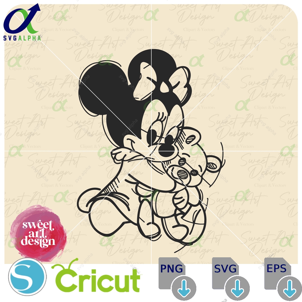 Baby Minniee Mouse Svg Sketch Family Trip Customize Gift Vinyl Cut File Pdf Jpg Png Ai Printable Design