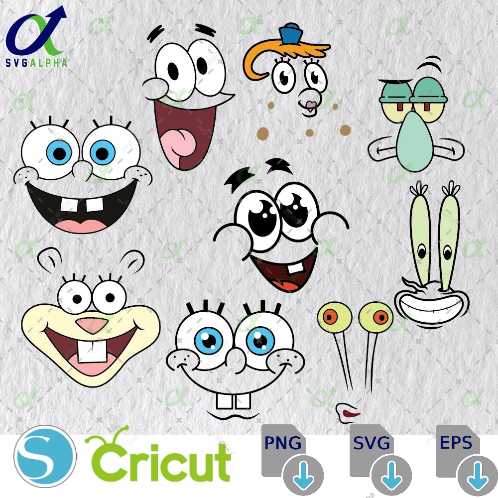 Cartoon Face Sponge Svg Png Instant Download File