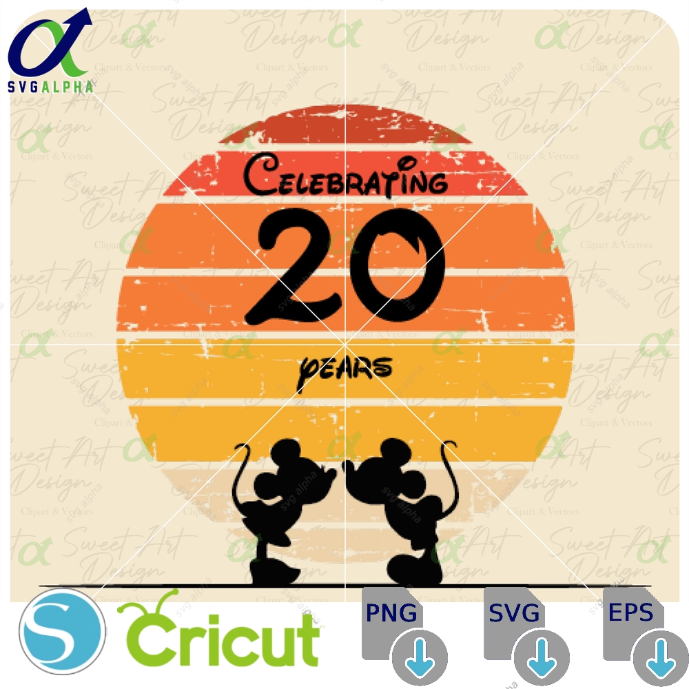 Celebrating 20 Years Svg Mouse Family Vacation Trip Customize Gift Vinyl Cut File Pdf Jpg Png Ai Printable Design