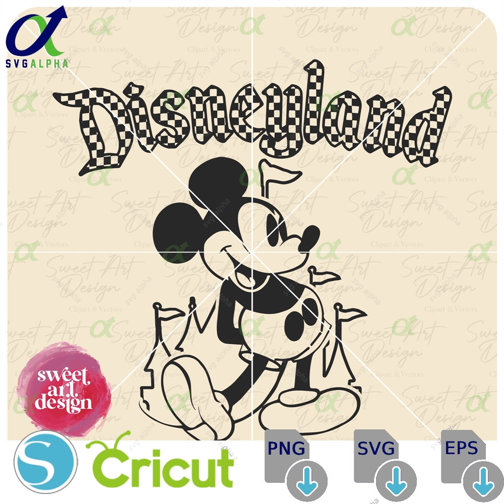Checkered Disneyland Text Svg Customize Family Trip Mouse Gift Vinyl Cut File Pdf Jpg Png Ai Printable