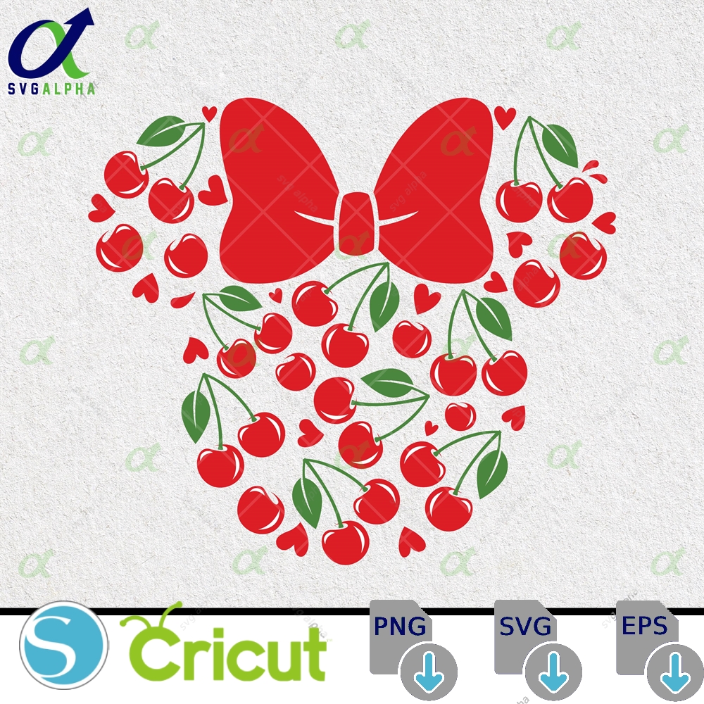 Cherries Svg For Diy Projects Cherry Mouse Head Png Summer Vacation Cut File Girl Birthday Shirt Design