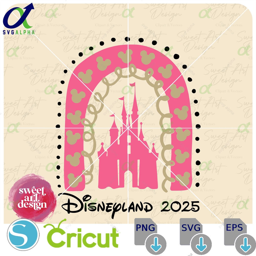 Colorful Disneyland 2025 Svg Magical Castle Png Magic Kingdom Family Vacation Customize Gift Vinyl Cut File Printable