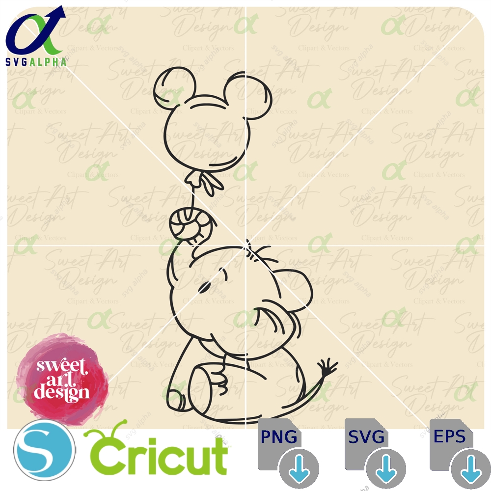 Dumbo With Mouse Ears Balloon Svg Magical And Fabulous Trip Customize Gift Vinyl Cut File Pdf Png Ai Design Files
