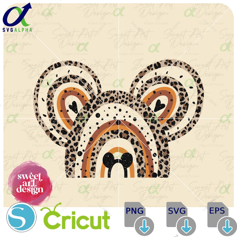 Mickeyy Mouse Ears Rainbow Png Colorful Leopard Family Vacation Customize Gift Svg Pdf Printable Design File