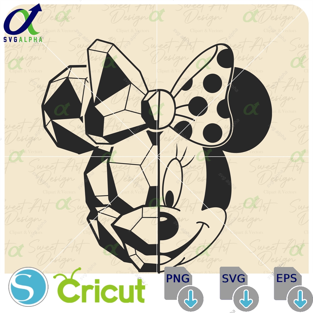 Minnie Mouse Diamond Svg Half Sketch Family Trip Customize Gift Vinyl Cut File Pdf Jpg Png Ai Printable Design