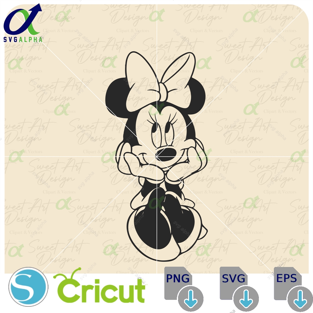 Minnie Mouse Sitting On My Heart Svg Family Vacation Customize Gift Vinyl Cut File Pdf Jpg Png Ai Printable Design