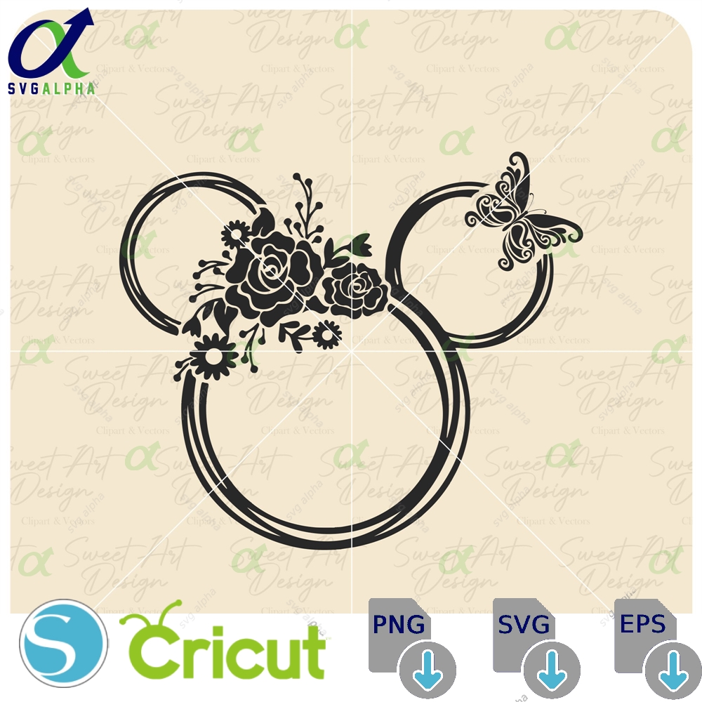 Minnie Mouse With Flowers And Butterfly Svg Family Trip Customize Gift Vinyl Cut File Pdf Jpg Png Printable Design