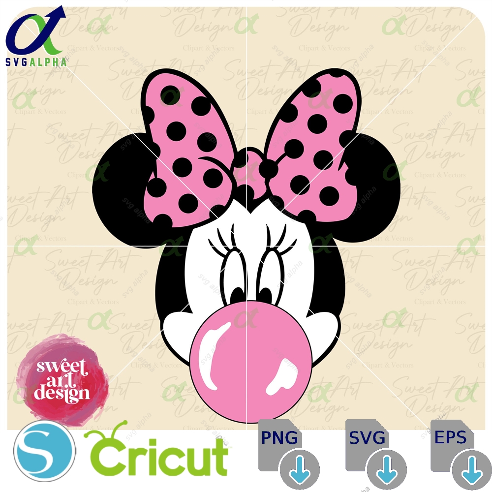 Minniee Mouse Chew Gum Svg Bubble Png Family Trip Vacation Customize Gift Vinyl Cut File Design
