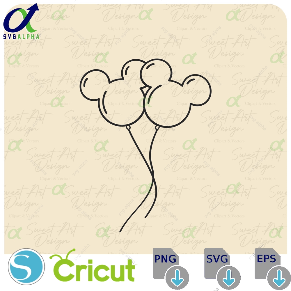 Mouse Balloons Svg Family Vacation Cut File Digital Download