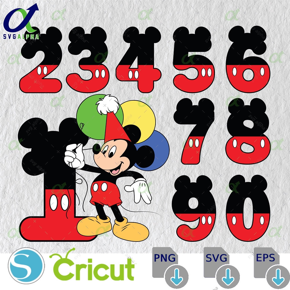 Mouse Birthday Number Svg Png Instant Download File