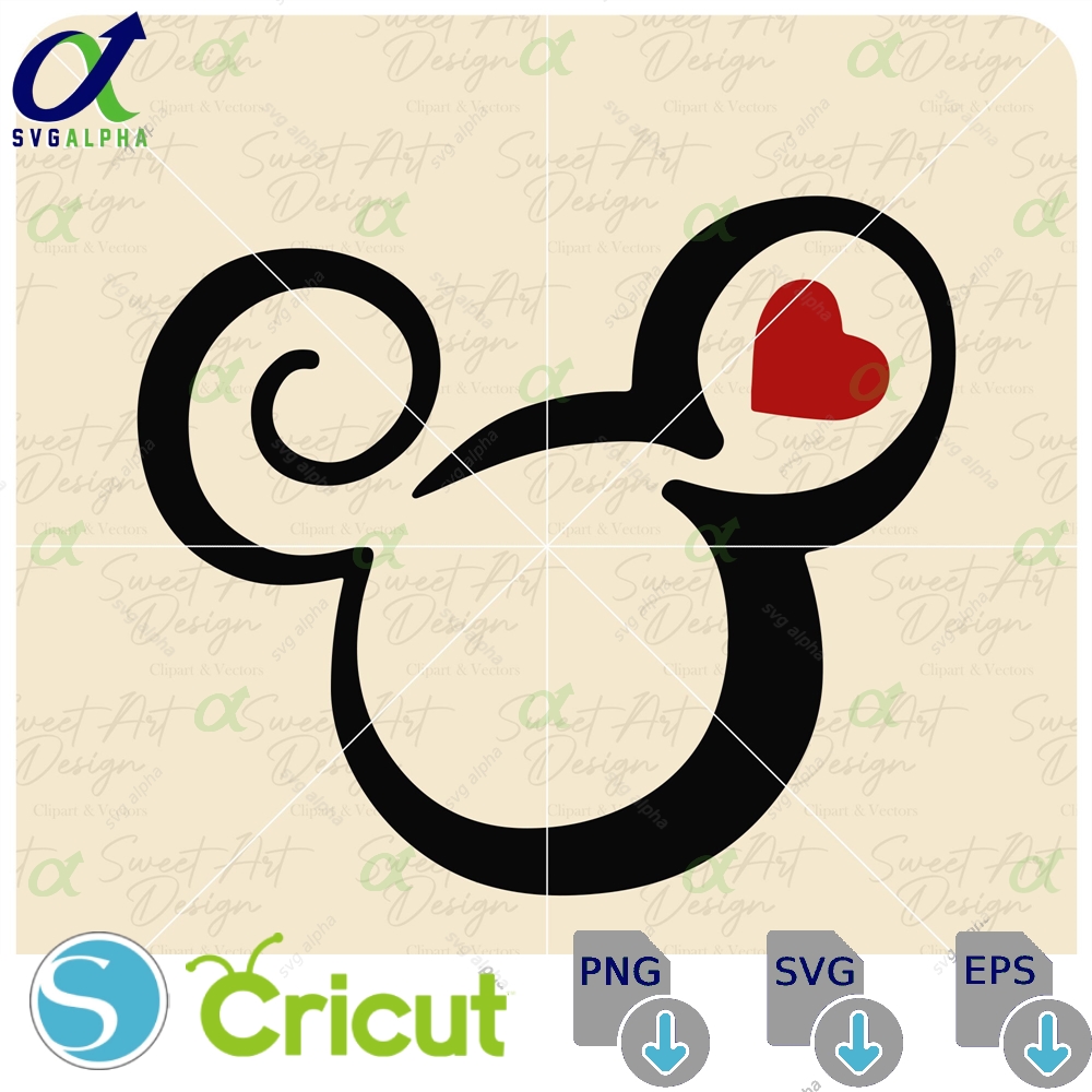 Mouse Ears And Red Heart Svg Family Vacation Trip Customize Gift Vinyl Cut File Pdf Jpg Png Ai Printable