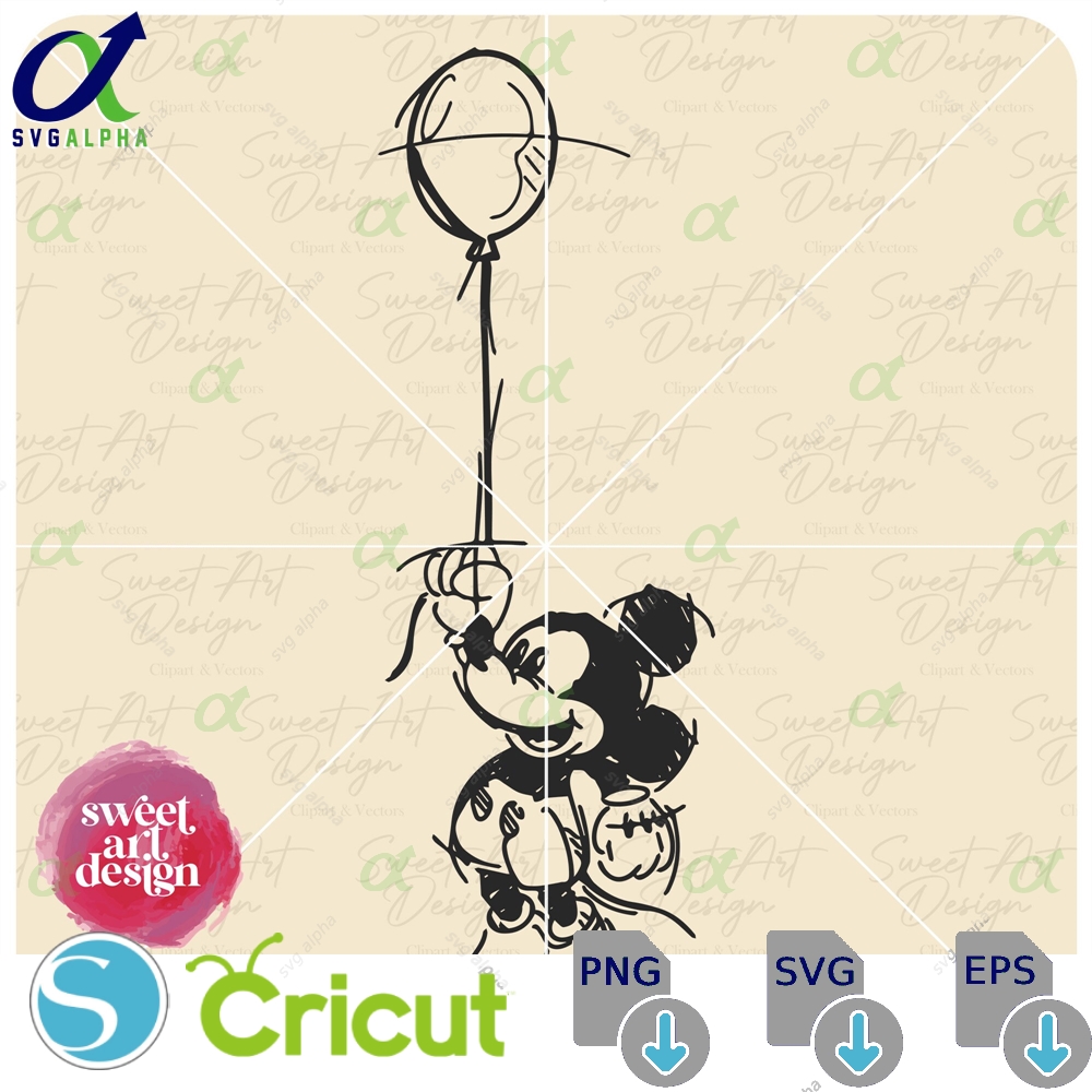 Mouse Holding A Balloon Svg Family Trip Customize Gift Vinyl Cut File Pdf Jpg Png Ai Printable Design