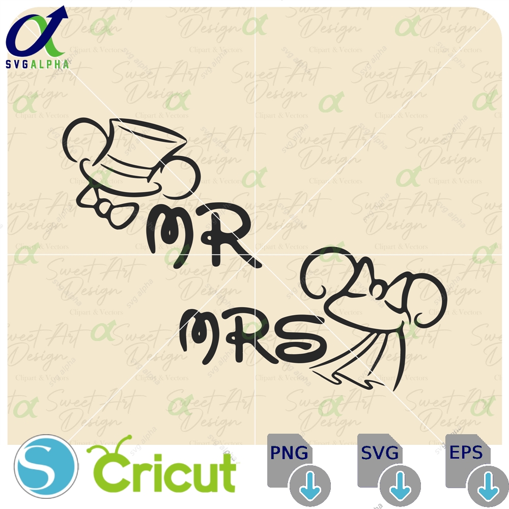 Mr And Mrs Mousesvg Just Married Svg Happy Mouses Family Trip Customize Gift Vinyl Cut File Pdf Png Printable Design