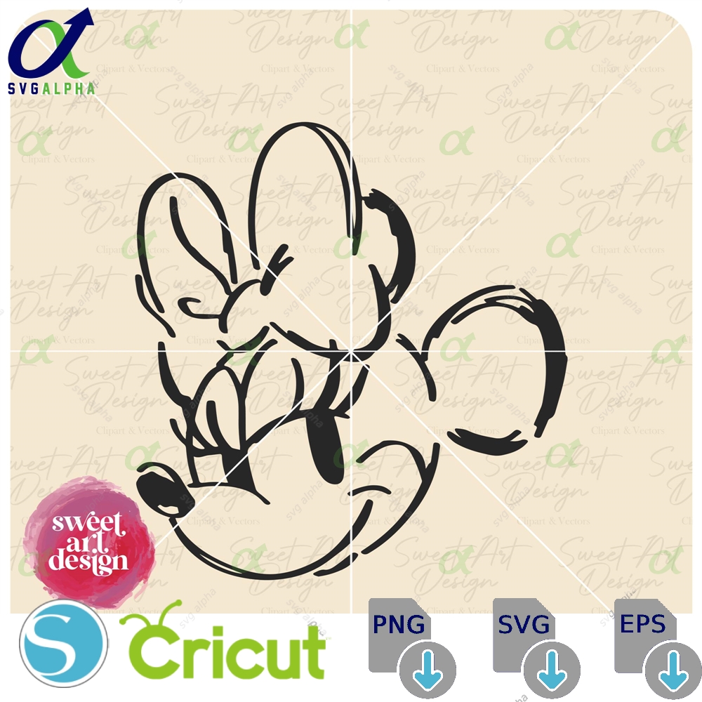 Original Minnie Mouse Lovely Face Png Sketch Svg Family Trip Customize Gift Vinyl Cut File Pdf Design