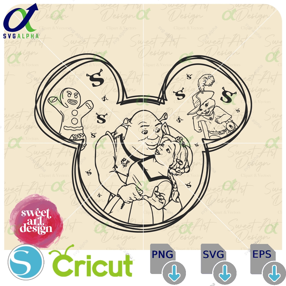 Shrek Kisses Princess Fiona Svg Donkey Logo Family Trip Customize Gift Vinyl Cut File Png Printable Design