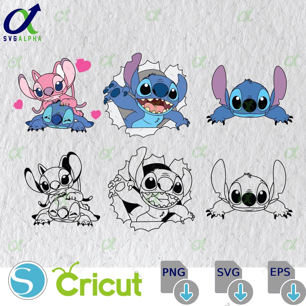 Stitch Svg Png And Angel Clipart Instant Download Files