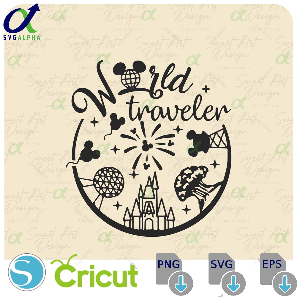 World Park Svg Castle Mouse Traveler Customize Gift Vinyl Cut File Pdf Jpg Png Ai Printable Design Files