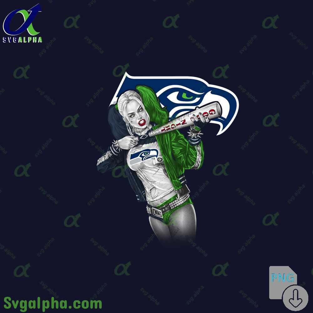 Seahawks Harley Quinn Bad Girl Fan Art Design Png File Download