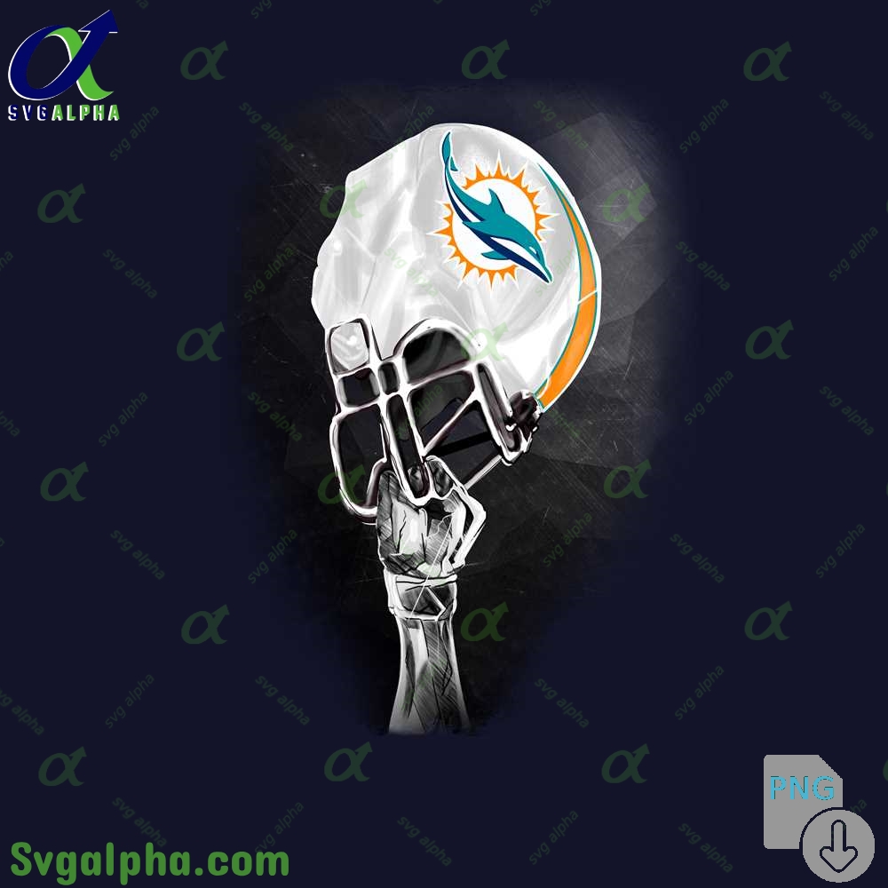 Stylized Dolphins Helmet Art Png Premium Graphic For Football Fans Png