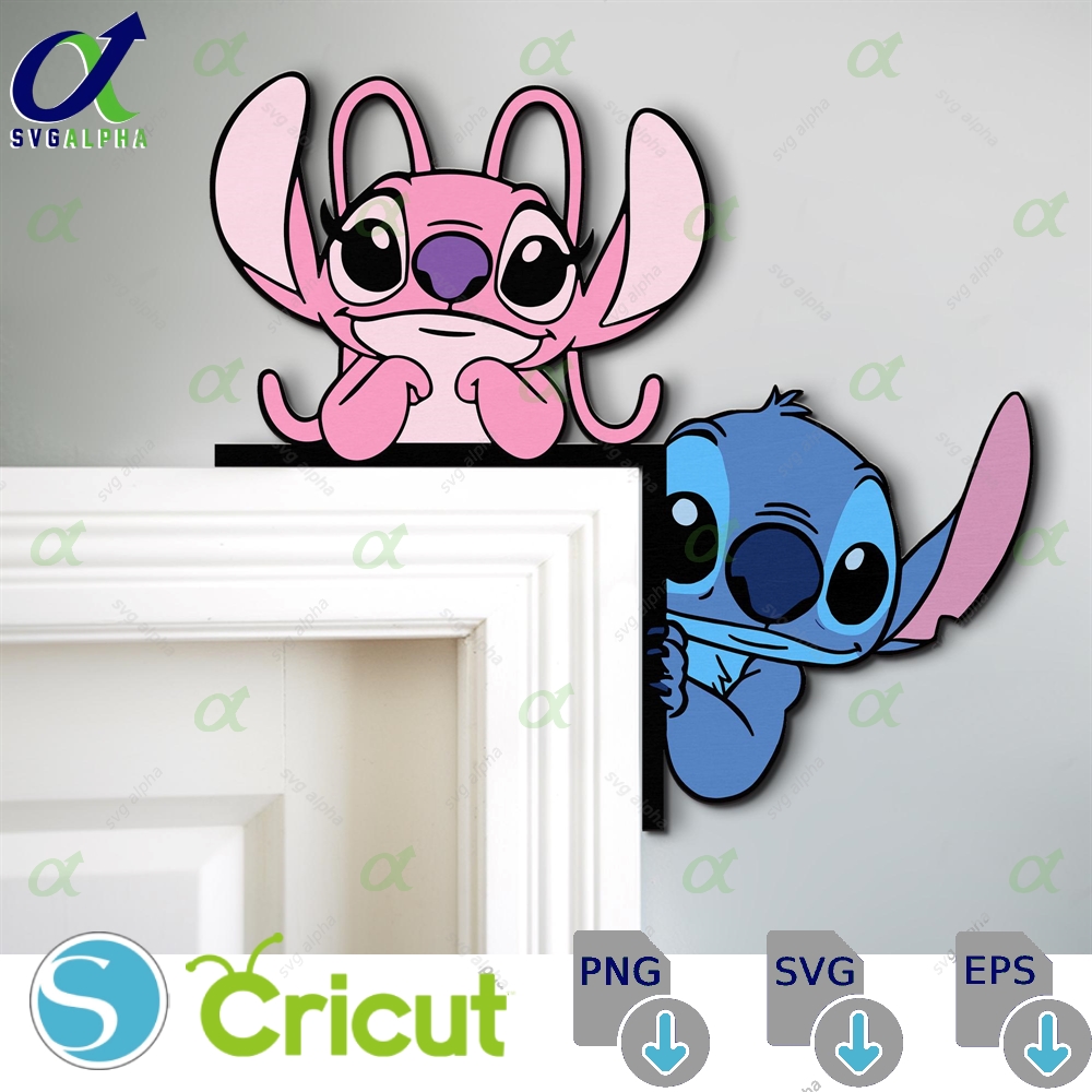Disney Peeking Peeker Lilo And Stitch Door Corner Sign Angel Home Decor Kid Room Gift For Lover