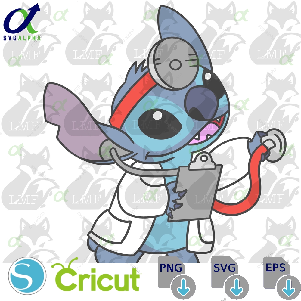 Doctor Stitch Lilo And Svg Png Layered Black White Trungten Tj1dp