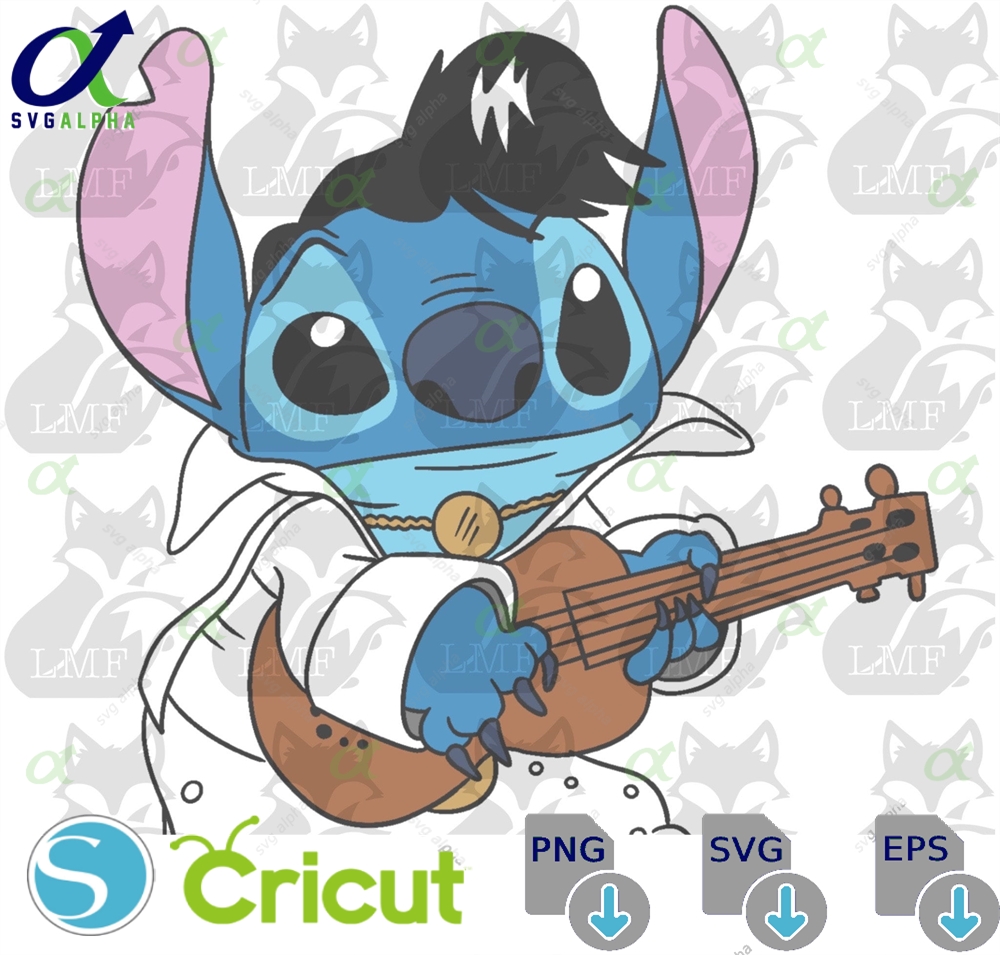 Elvis Stitch Lilo And Svg Png Layered Black White