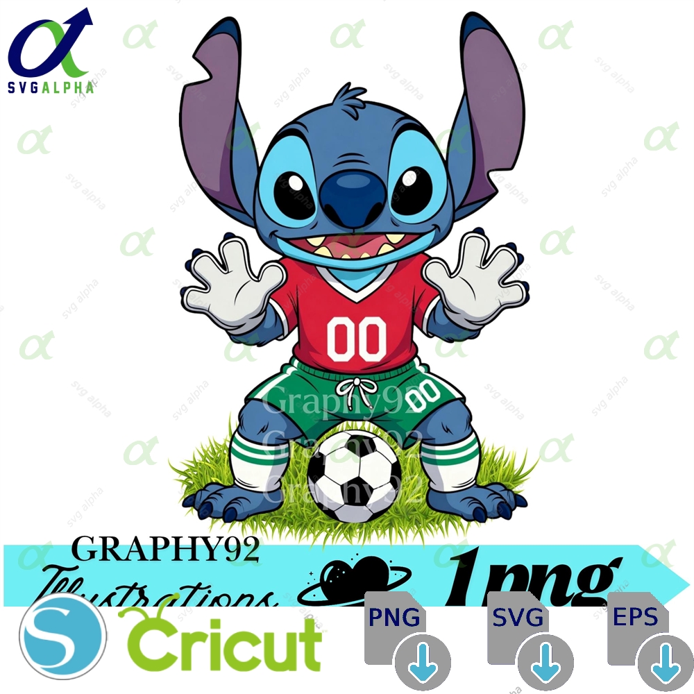 Stitch Gaolkeeper Png Clipart Soccer Player Cute Image Football Instant Download
