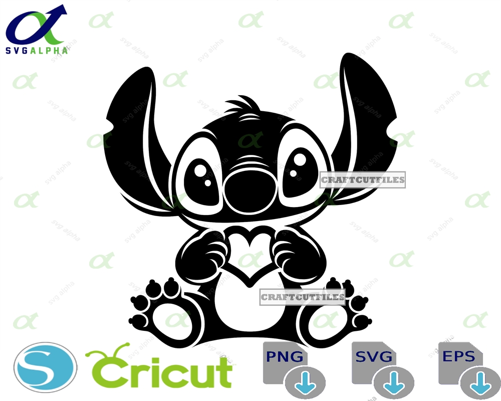 Stitch Holding Heart Svg Valentine Family Ohana Clipart Files For Cricut Cut Silhouettepngvector