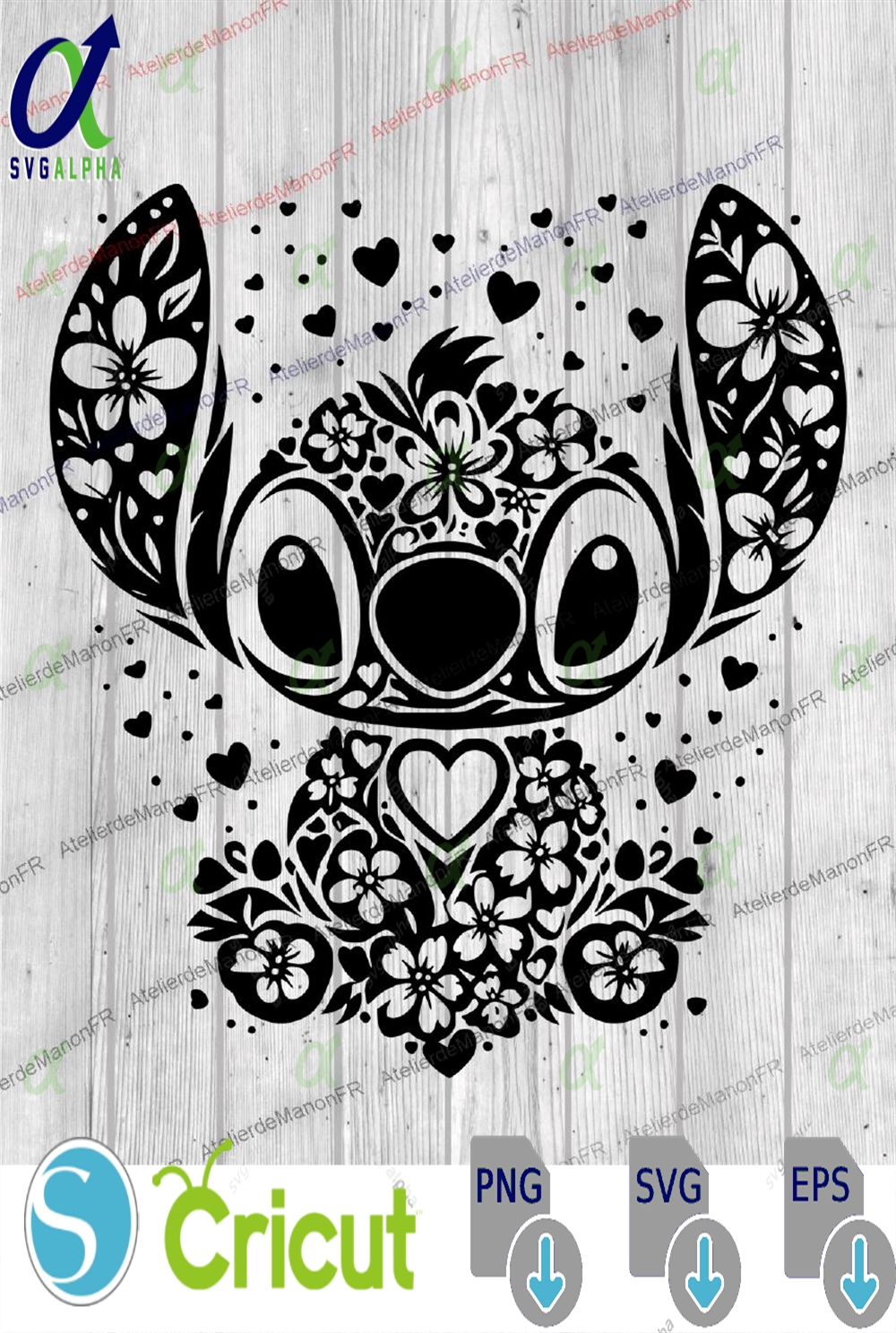 Stitch Mandala Svg Digital File Silhouette Tshirt Png Printable Clipart Lilo