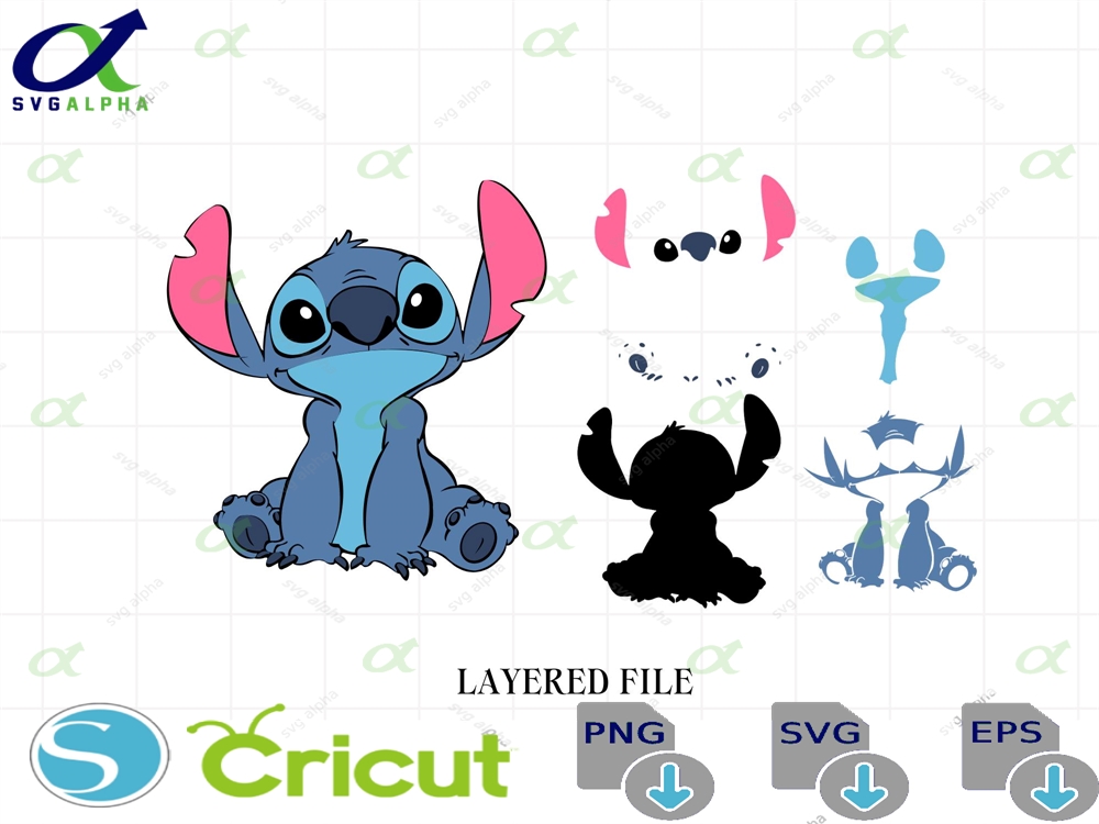 Stitch Svg Bundle Cute Clipart Png Silhouette Cricut Digital Download