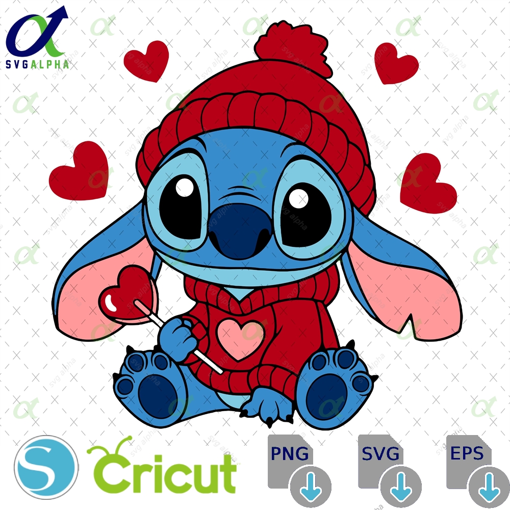 Stitch Valentine Candy Heart Svg Png Digital Download