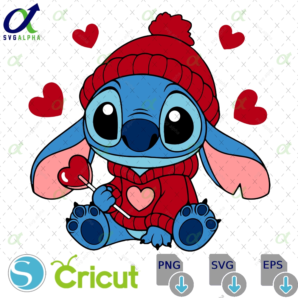 Stitch Valentine Candy Heart Svg Png Digital
