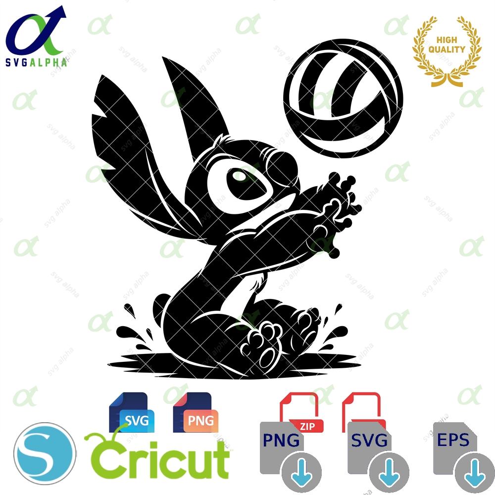 Stitch Volleyball Svg Silhouette Clipart Sports Png Digital Download