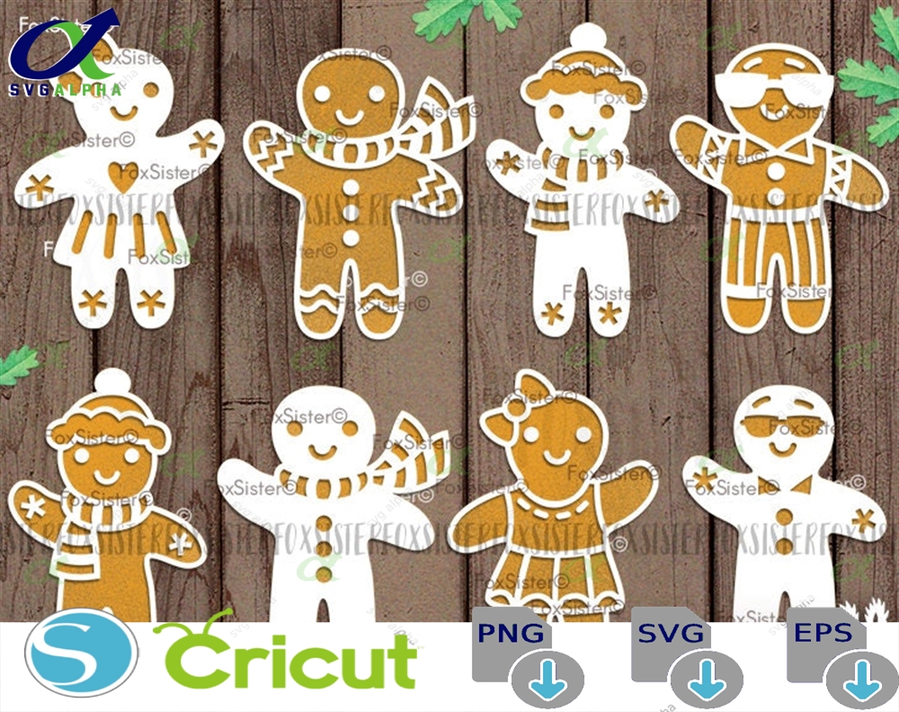 Christmas Svg Gingerbread Man Svg Bundle 8 Designs Set 1 People Svg Girl Svg Funny Gingerbread Svg Cute Svg Cricut Silhouette