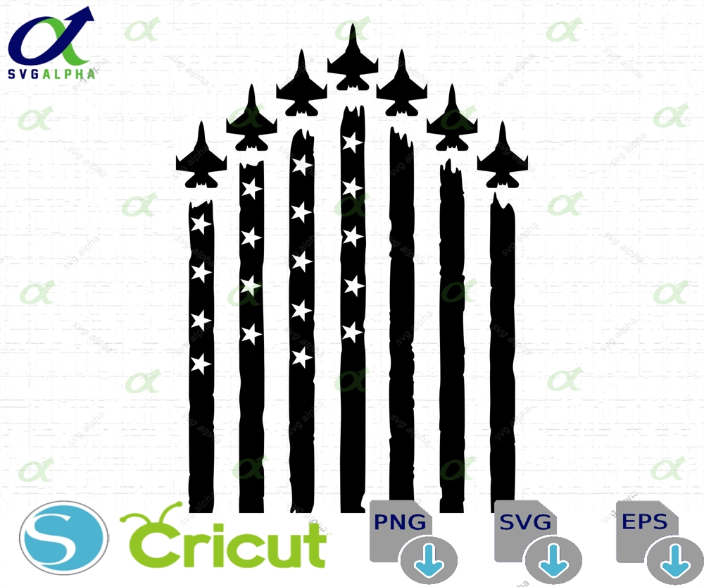 Air Force Fighter Jet Flag Svg Tshirt Design 4th Of July Patriotic F16 Military Cut Files Png Instant Download