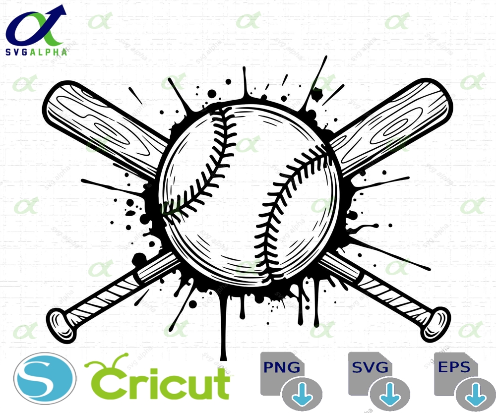 Baseball Logo Svg And Crossed Bats Game Day Clipart Cut Files Png Instant Download