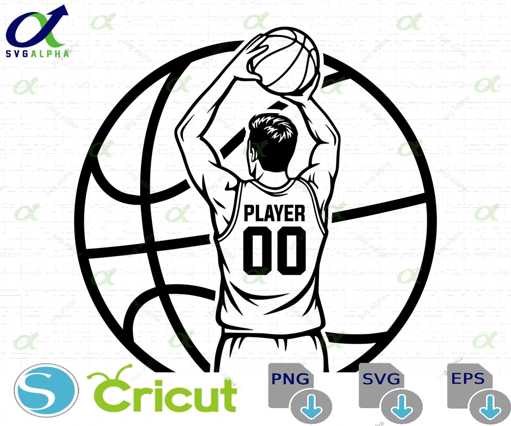 Basketball Player Logo Svg Tshirt Design Game Day March Madness Sports Fan Cut Files Png Instant Download