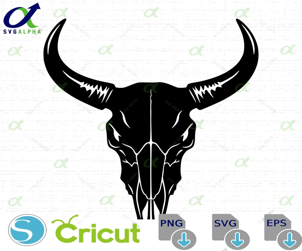Bull Skull Svg Tshirt Design Cow Head Western Farm Animal Rustic Decor Cut Files Png Instant Download